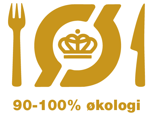 Økologisk spisemærke i guld: 90–100 % økologi